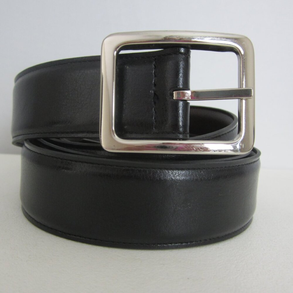 New Unbranded Mens 58 / 60 Black Dress Belt Guatemala Silvertone Buckle 56 - 62